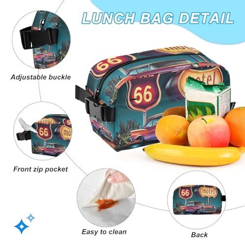 Kids Backpack Motel Route 66 School Bookbag with Lunch Bag for Boys Girls Preschool Kindergarten Elementary Laptop Daypack 5