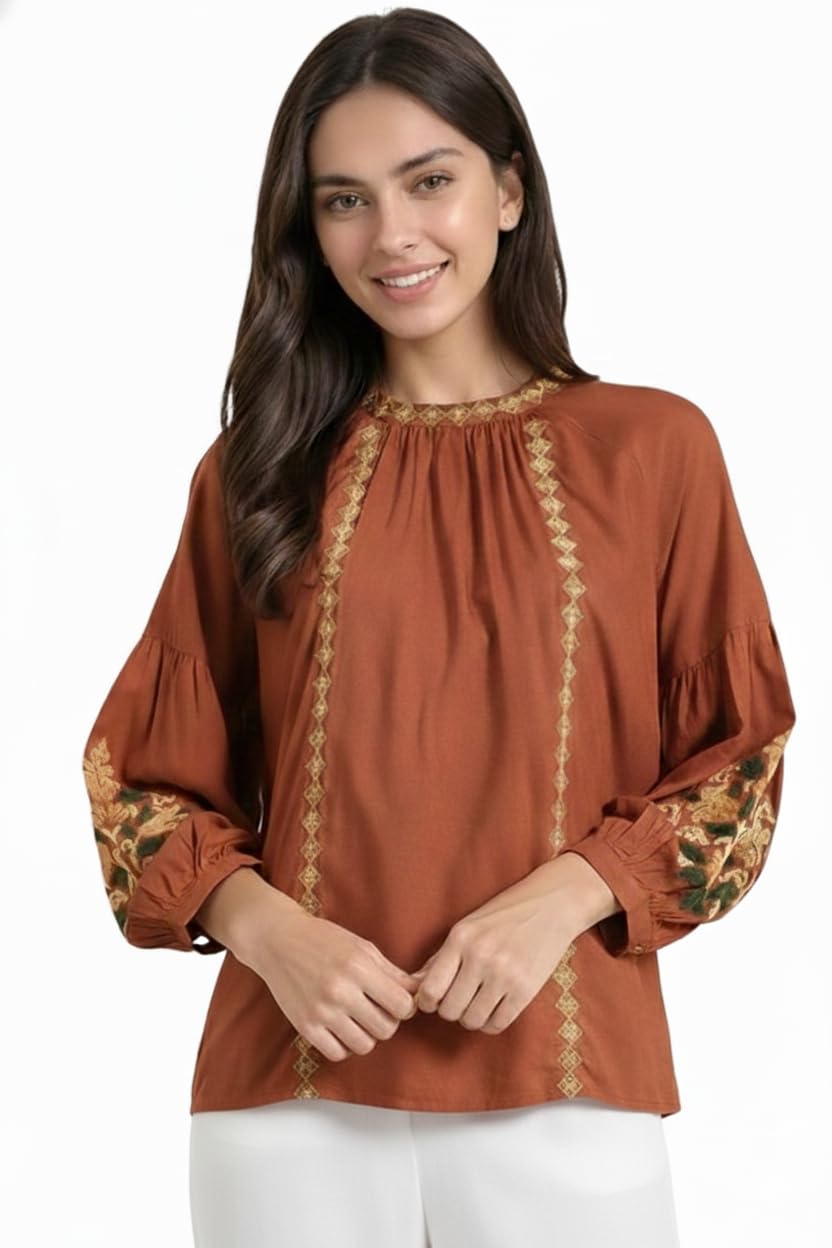 Rayon Embroidered Tops for Women Stylish Womens Cotton Short Kurti | Formal Office Wear & Casual Tunic for Jeans, Fancy Top for Girls-image-21
