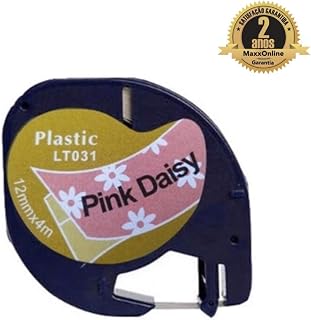 FITA ROTULADOR DYMO LETRATAG PLÁSTICA ROSA MARGARIDA COMPATÍVEL LT031 12mm
