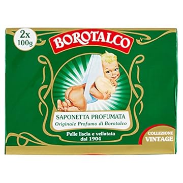 Borotalco, Sapone Solido, Saponetta Solida Profumata alla Fragranza Borotalco - Ideale per l'Igiene delle tue Mani, per una Pelle Liscia e Vellutata - Due Saponette da 100 gr