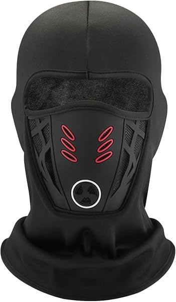 Men's Winter Rider Warm and Anti Haze Face Mask, Windproof and Warm Full Face Mask, 3D Design Breathable Black - 1