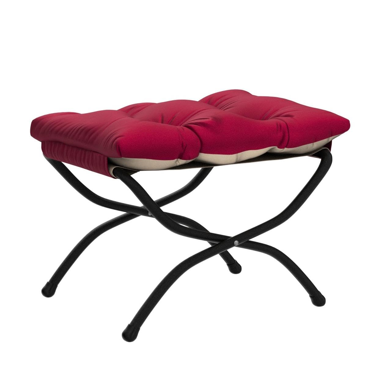 Repose-pieds Pliant HollyHOME - Coussin Gris, Pieds En Métal En X - 47 X 36 X 36 Cm - Utilisable Aussi Comme Tabouret Ottoman