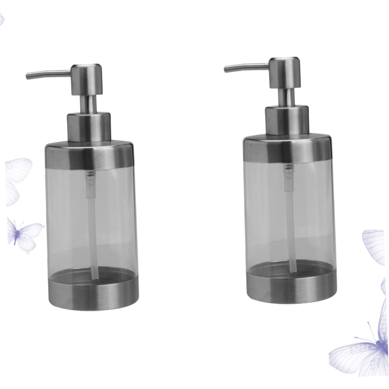 LABRIMP Dispensador De Jabón De 2 Piezas Bomba Comercial Transparente De Acero Inoxidable para Artículos De Tocador Dispensador De Loción Contenedor Rellenable Reutilizable para