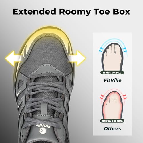 FitVille Men's Wide Hiking Shoes Water Repellent Trekking Trails Outdoor Sneakers Cushioned Lightweight Walking Running Shoes with Arch Support2