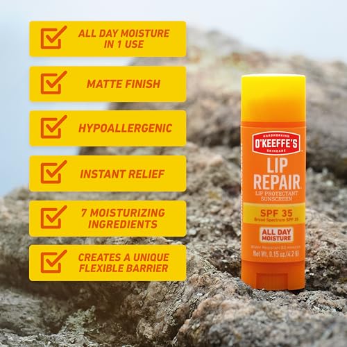 O'Keeffe's Lip Repair SPF 35 Lip Balm - Stick (3 Pack) - Sun-Safe Moisturizer for Extremely Cracked, Dry Lips by O'Keeffe's - Image 7