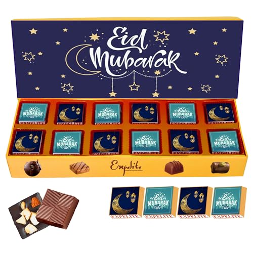 Image of EXPELITE Eid Mubarak Dry Fruits Chocolate gift 12 pieces - Gift for Employees