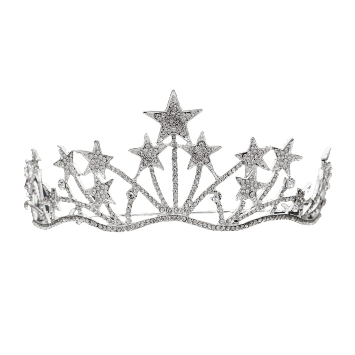 Didiseaon Diadema De Tocados De Novia Para Boda Nupcial Diadema De Diamantes De Imitación Diadema Para Mujer Tiara De Pelo Tocados De Boda Diadema De Novia Estrella Silver