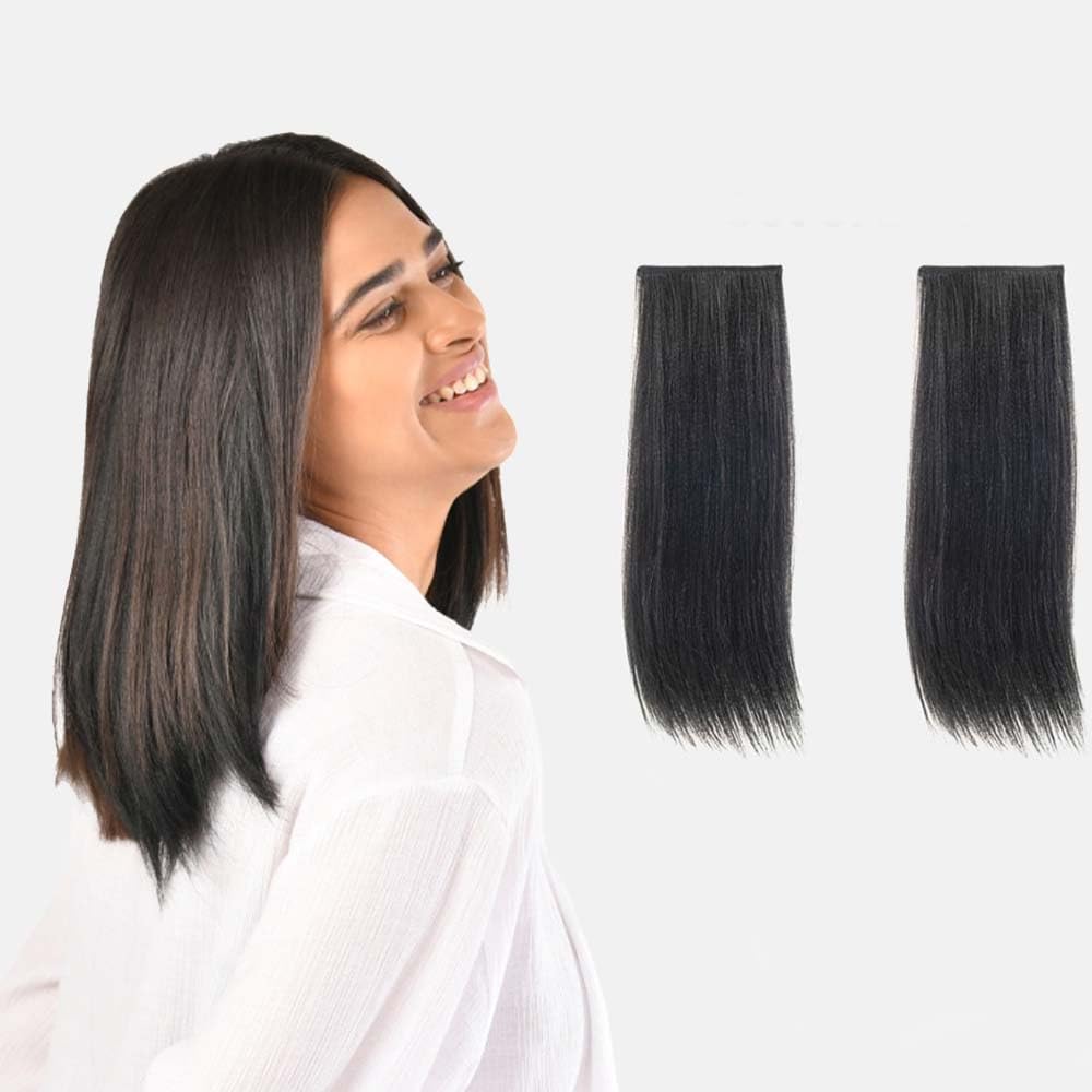 JustClipIt Violet Straight Side Bang Clip-In Hair Extensions – 2 PCS Dark Brown | 12 Inch Heat Resistant Synthetic Fringe Hairpieces | Reusable, Natural-Looking Clip On Bangs for Women-image-10