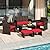 Tangkula 6 Pieces Patio Furniture Set, Outdoor Sectional Conversation PE Rattan Sofa Set with 1 Loveseat, 1 Coffee Table, 2 Armchairs and 2 Ottomans for Garden, Deck, Backyard and Poolside (Red)
