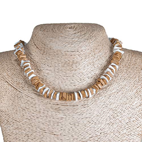 BlueRica 2 Piece Set ~ Tan Coconut Chips & Puka Chip Shells Necklace & Anklet2