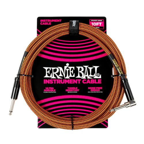 Image of Ernie Ball Braided Instrument Cable Straight /Angle 10ft - Pumpkin Pie