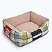 ZZAI Plaid Plush Square Kennel Cat Litter Pet Nest