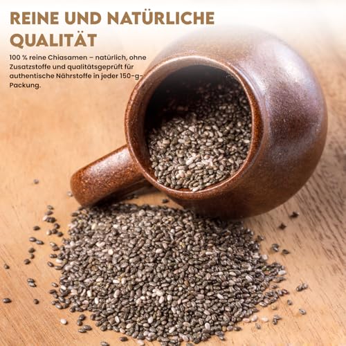 Chiasamen 1kg – 100% Natürlich, Reich an Omega-3, Ballaststoffen & Protein – Vegan, Glutenfrei, Rohes Superfood – Ideal für Smoothies, Backen, Porridge, Salate – Wiederverschließbarer Beutel