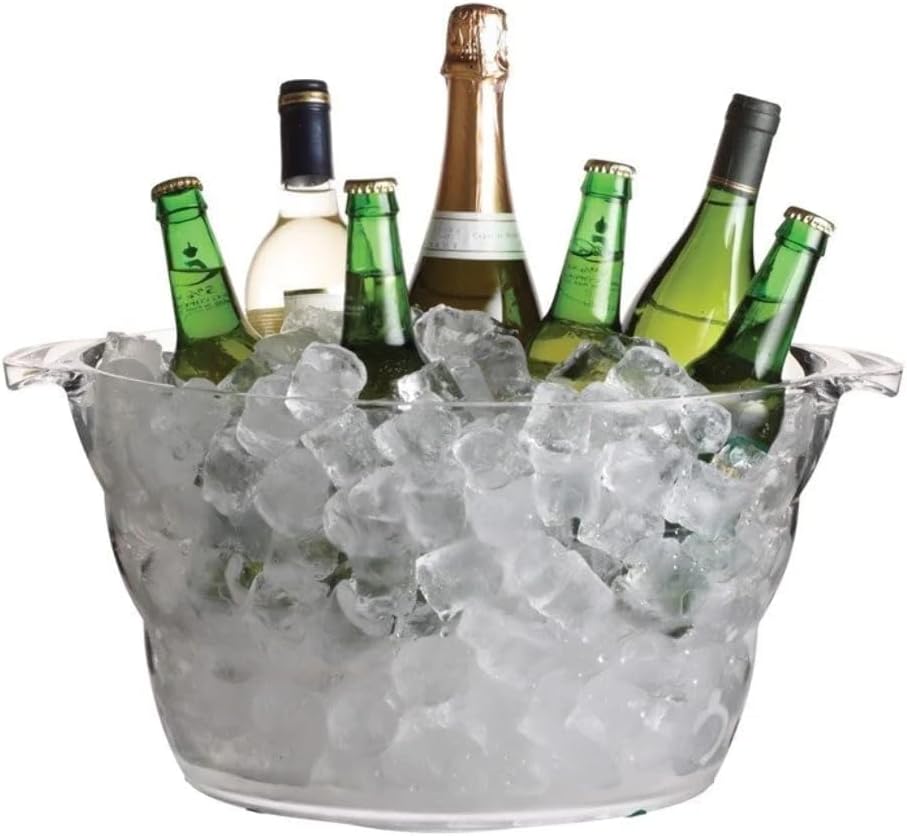BarCraft Clear Acrylic Large Oval Drinks Bucket / Cooler, Beer, Drinks and Wine Cooler, 10