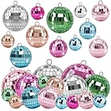 Discokugel Deko, Kaluofan 25 Stück Farbig Spiegelkugel, Mini Discokugel Rosa Blau Grün, Deko Discokugel, Kleine Discokugeln zum Aufhängen für Weihnachtsbaum Hochzeit Home Party Geburtstagsfeier Deko