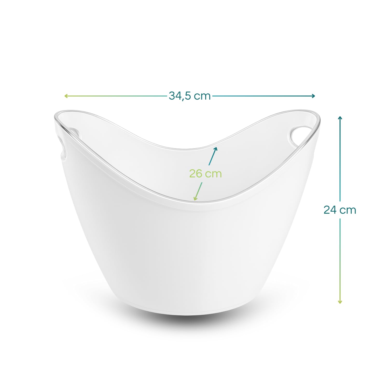 Virsus Secchiello Portaghiaccio Ovale 90096, misura 34,5x26x24 cm, capacità 8 Lt, secchio in plastica per ghiaccio, 2 Maniglie, secchiello per bottiglie Vini, Champagne per feste ed eventi -C (Bianco)