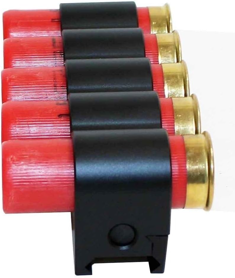 Trinity Aluminum Picatinny 5 Round Shotshell Shells Carrier Holder 12 Gauge Tactical Shell Pouch Ammo Shell Round slug Carrier Compatible with Black aces Tactical pro x Pump