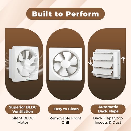 Image of RAYDEAN BLDC Exhaust Fan 250mm (10 inches) for Bathroom, Kitchen | 20W BLDC Motor | Air Delivery 900 CMH | 1450 RPM | Easy to Clean | Quiet Operation | Cut-out Size 290mm | White | 2 Years Warranty