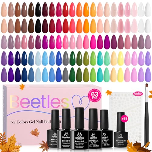 Beetles Fall Gel Nail Polish Set - 63 PCS 55
