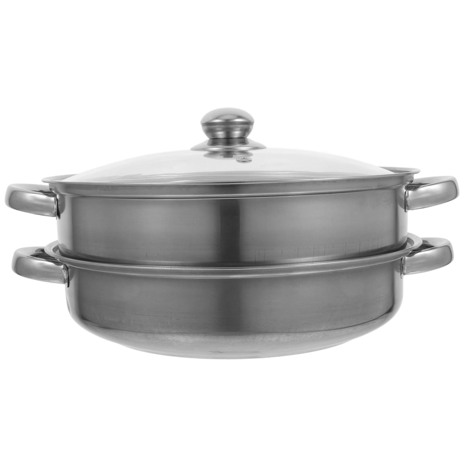 Vaporera de Doble Capa Acero Inoxidable Plata Tapa