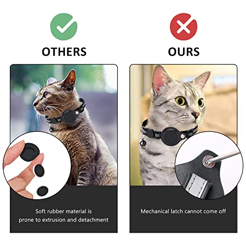 HOTMNTY Airtag Cat Collar,Reflective GPS with Bell Buckle, Adjustable Integrated Tracker Holder, Compatible with Apple Airtag,black - Image 4