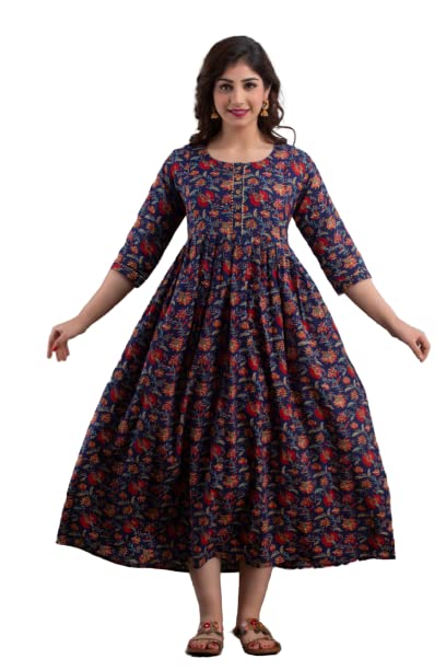 Women's Cotton Floral Printed Anarkali Maternity Feeding Kurti (Multi Color-XXL)-picture-38