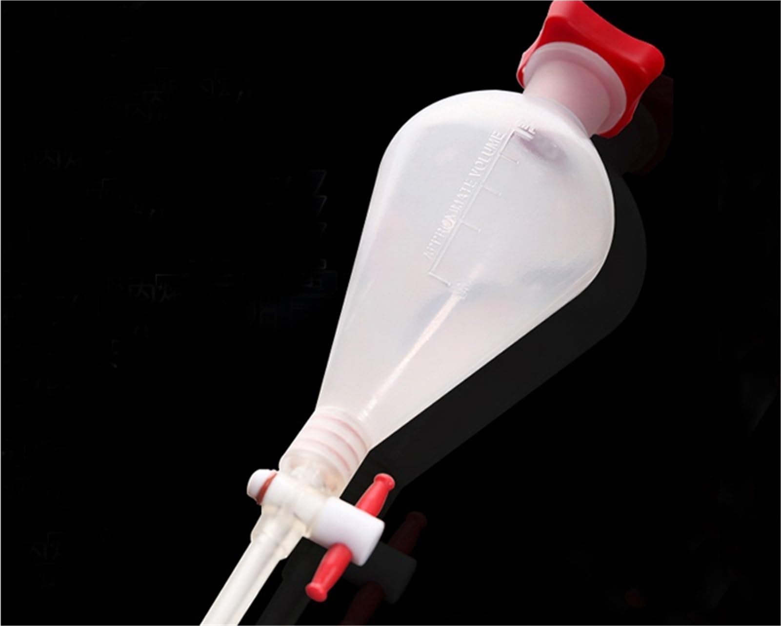 1000 ml birnenförmiger Scheidetrichter aus Kunststoff mit PTFE-Stopfen. PP-Trenntrichter. Laborbedarf