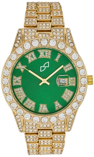 Image of Haute Sauce Women's Embellished Analog Dial with Stainless Steel Strap | Battery Power | Foldover Closure | Quartz Movement | Fashion Wrist Belt Watch for Female and Girls