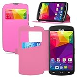 BLU advance 5.0 case, KuGi ® BLU advance 5.0 case - BW style High quality ultra-thin PU Leather Case for BLU advance 5.0 smartphone. (Rose)