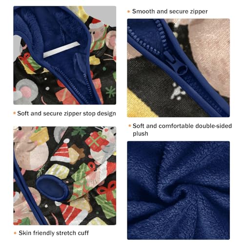 Mice Cheese Santa Hats Toddler Fleece Jacket Girl Boys Hooded Fleece Jacket Coat Warm Outwear Zip-up 3-10T3