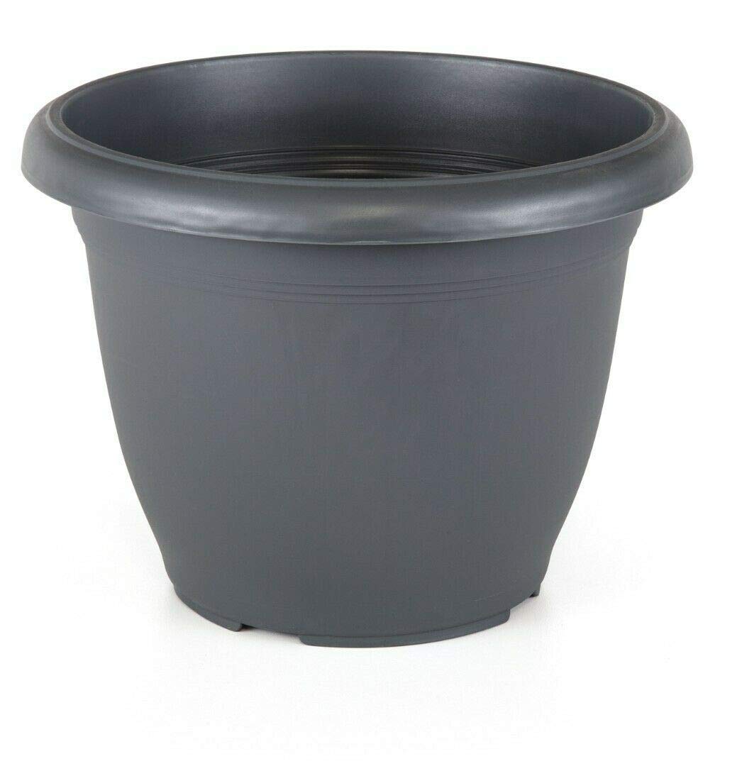 Tamersgifts Large Plastic Round Garden Flower Plant Pot Planters (Anthracite, 42cm Diameter x 31cm Height)
