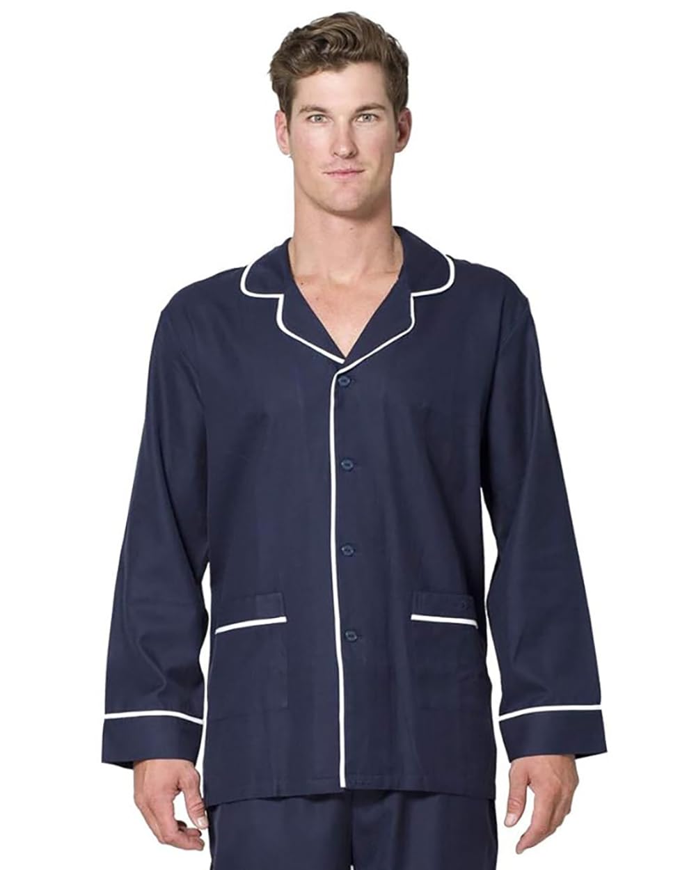 INTIMO Conjunto de pijama largo de espiga para hombre con ribetes