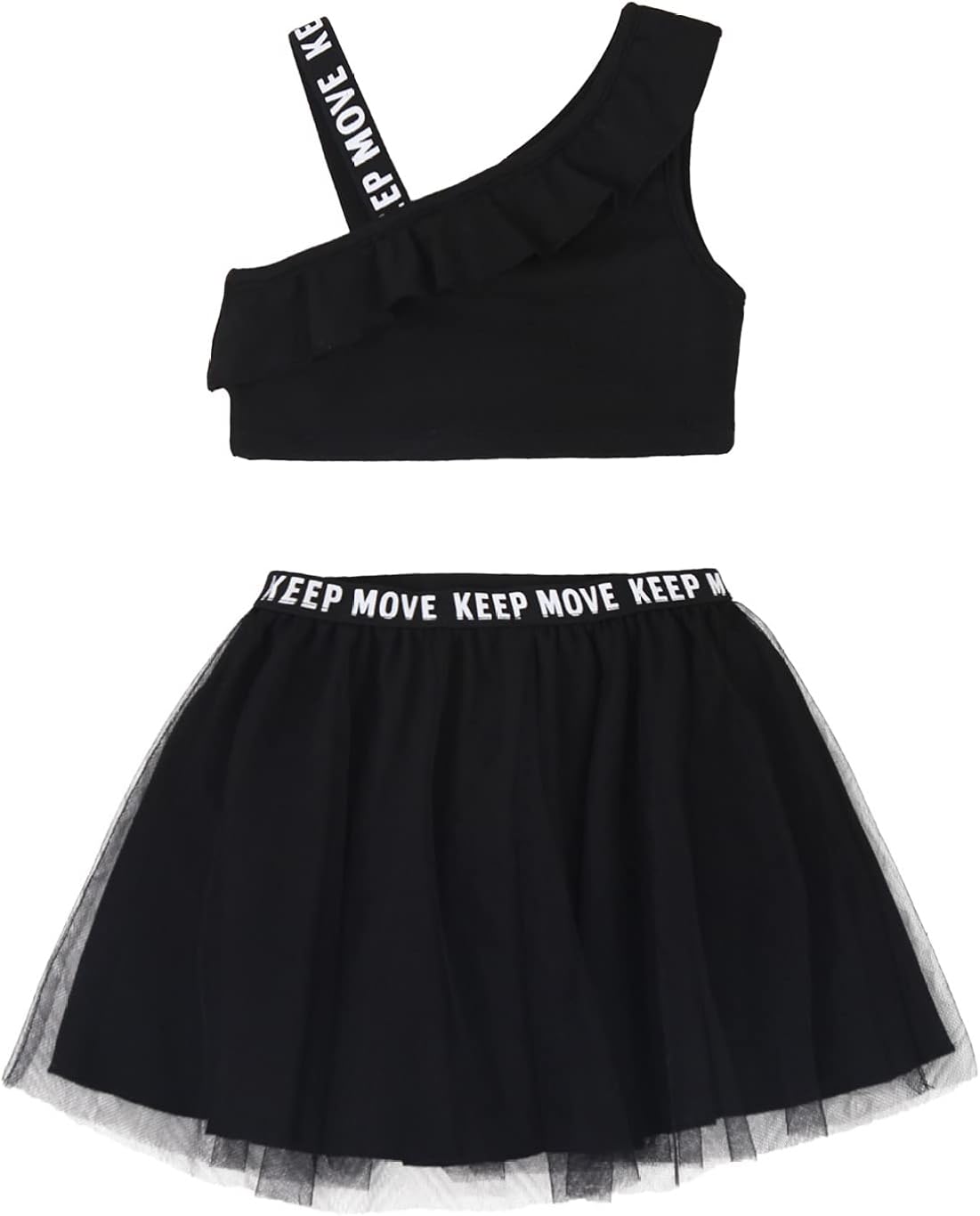 2Pcs Girls Tennis Golf Dress Outfit Kids Summer Crop Top and Mesh Skirt Active Sets Sports Dress
