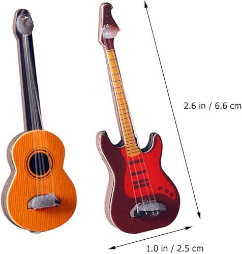 Miniatura 2 de Mini instrumento musical de madera para casa de muñecas, 6 piezas, mini instrumento musical para decoración del hogar de 2.59 pulgadas