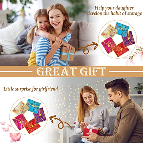 Zhengmy 50 Pcs Jewelry Silk Purse Pouch Gift Bags Bulk, Small Chinese Style Brocade Embroidered Bag With Zipper Snap For Women Girls Necklaces Earrings Bracelets 5 Colors #TOP6