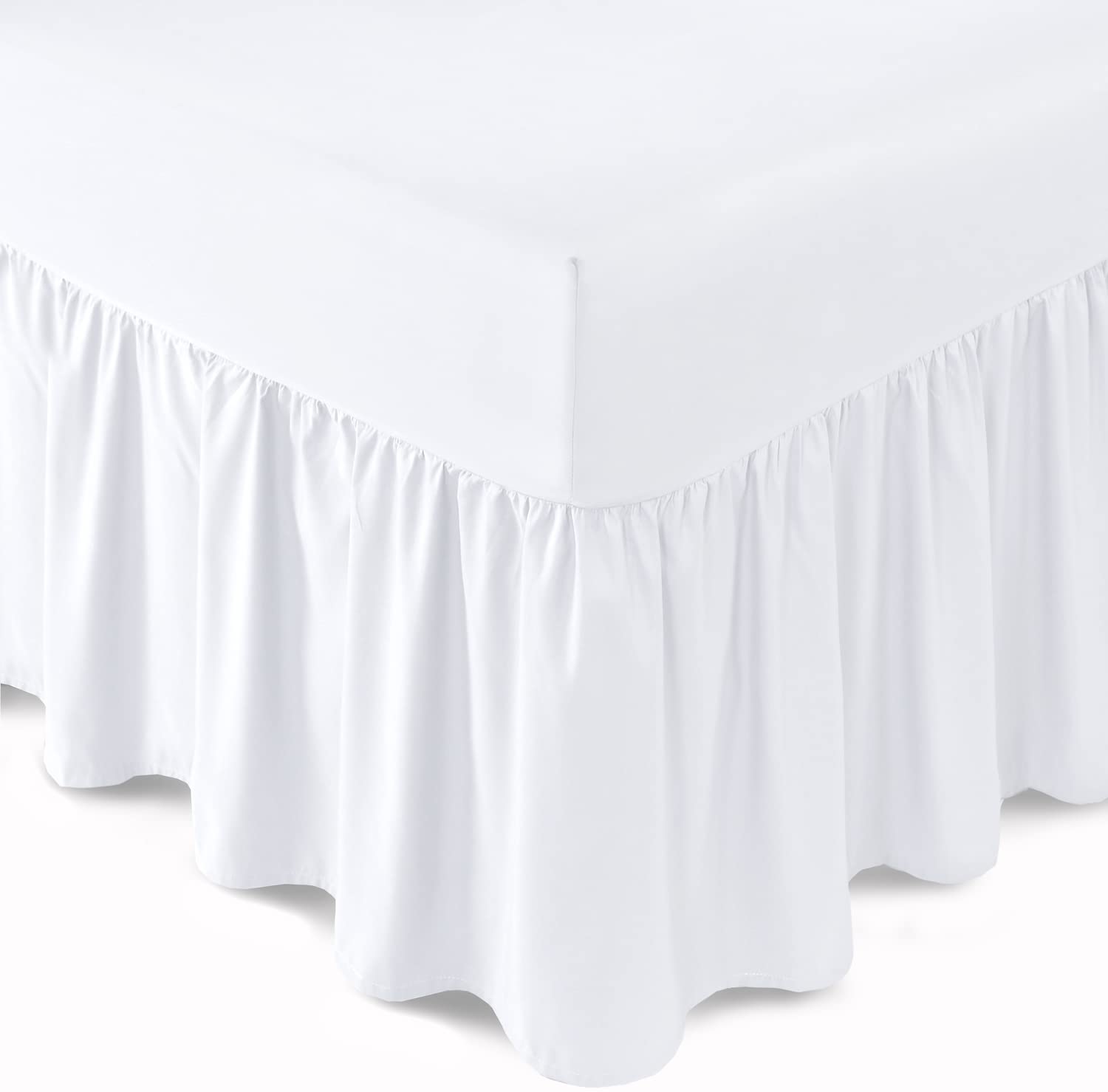 Bronwen Mathews Boys White Bronwen Mathew Extra Deep Frilled Fitted Base Valance Sheets Double Bed Skirt Fitted Sheet Soft Brushed Microfibre Easy Care Non Iron (Double, )