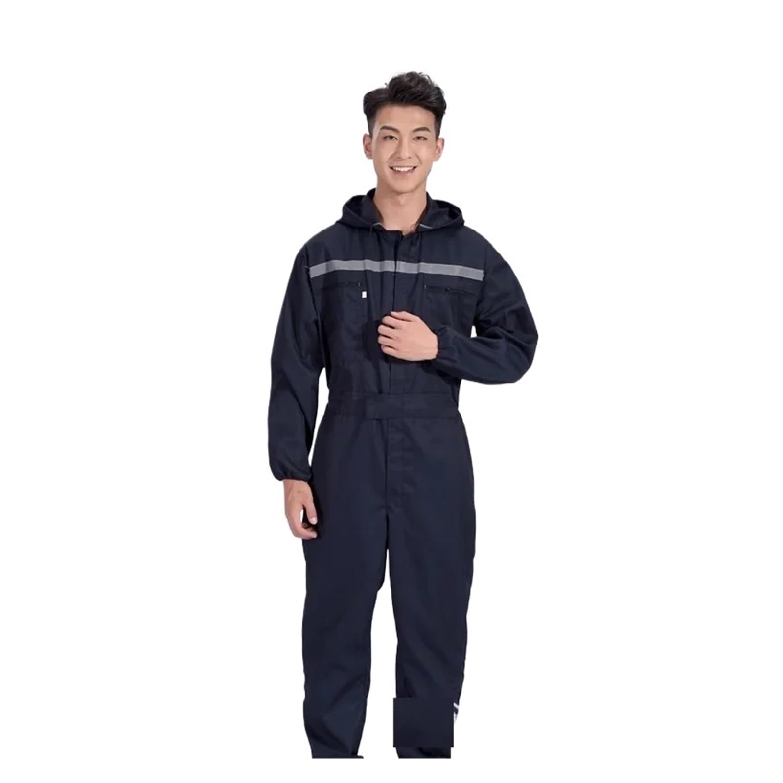 Mono de Trabajo Hombre Overoles de Trabajo Ropa de Trabajo Bolsillos Reflectantes con Cremallera Overoles de Seguridad for mecánicos de automóviles a Prueba de Polvo(Dark Blue,L)