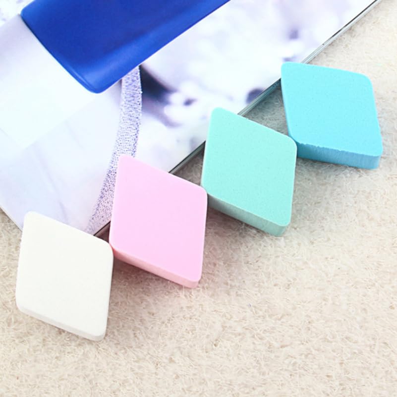 WOONEKY Four-Color Diamond Makeup Sponge Powder Puff Set 4 Large Natural Soft Cosmetic Blenders for Face Foundation Concealer Blusher