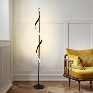 Depuley Spiral LED Floor Lamps, Creative 24W Standing Light Warm White, Black Modern Corner Standard Lamp with Foot Botton Switch and Heavy Metal Based for Living Office or Study Room Bedroom