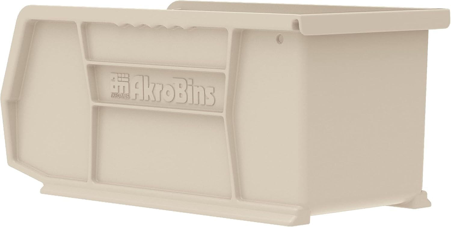 Akro-Mils 30230 AkroBins plastikowy wiszący organizer do przechowywania jeden na drugim, 28 x 13 cm x 13 cm, kamień, 12 sztuk