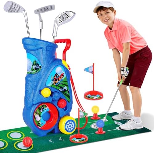Kids Golf Set, Kids Golf Clubs with 3 Golf Sticks, Golf Game with...