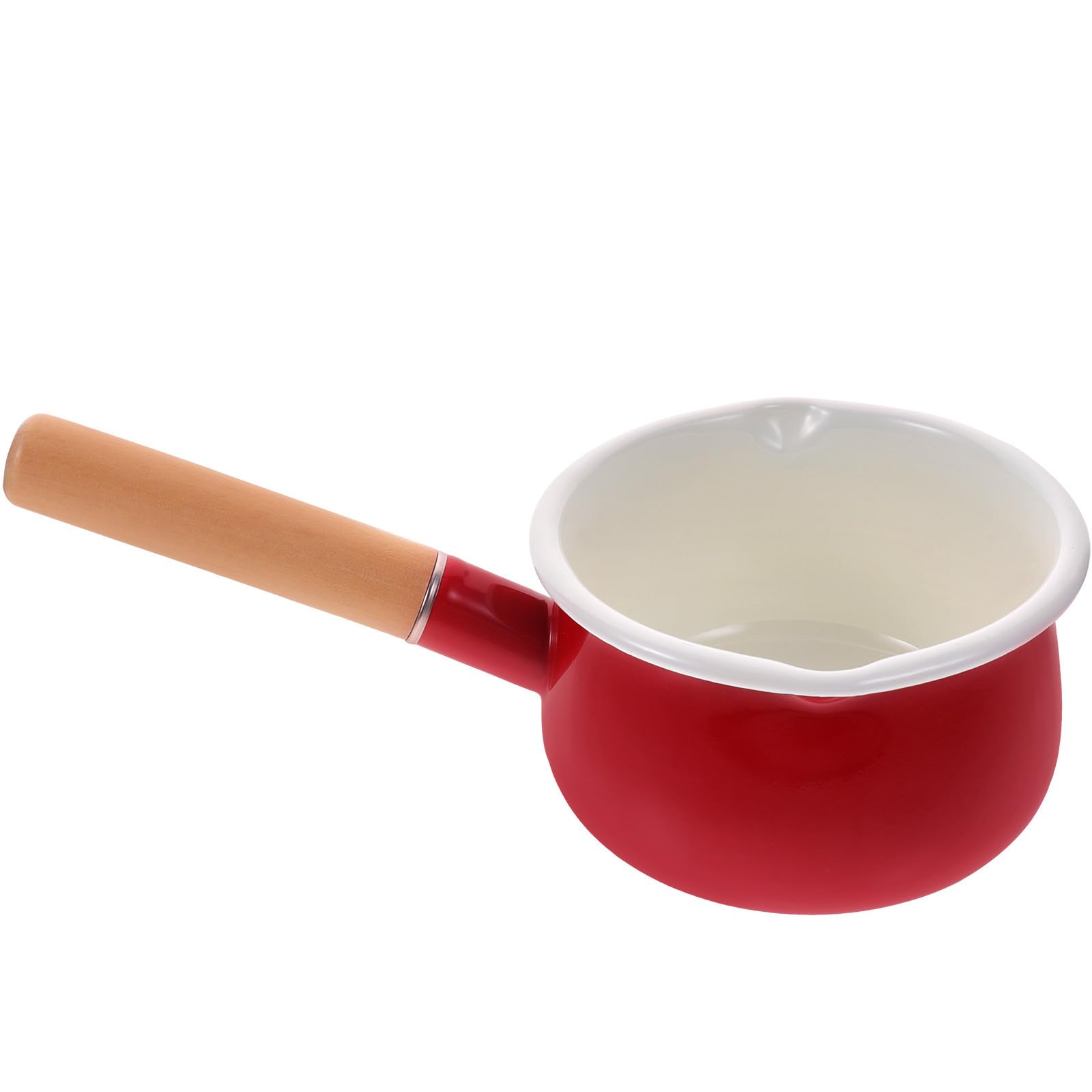 Casserole émaillée rouge 15 cm avec poignée anti-brûlure pour plaques électriques