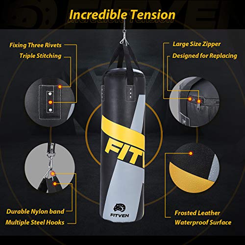 FITVEN Punching Bag with Wall Bracket for Man Women Kids, Indoor/Garden Boxing Bag, Heavy Bag for MMA Kickboxing - 50LB - Thumbnail 4