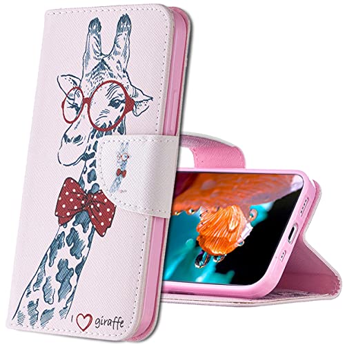 IMIRST Samsung Galaxy M32 Case Durable Lightweight PU Leather Wallet Phone Case Flip Folio Shockproof Slim Fit Protective Cover for Samsung Galaxy M32 / A22 4G. BF Giraffe