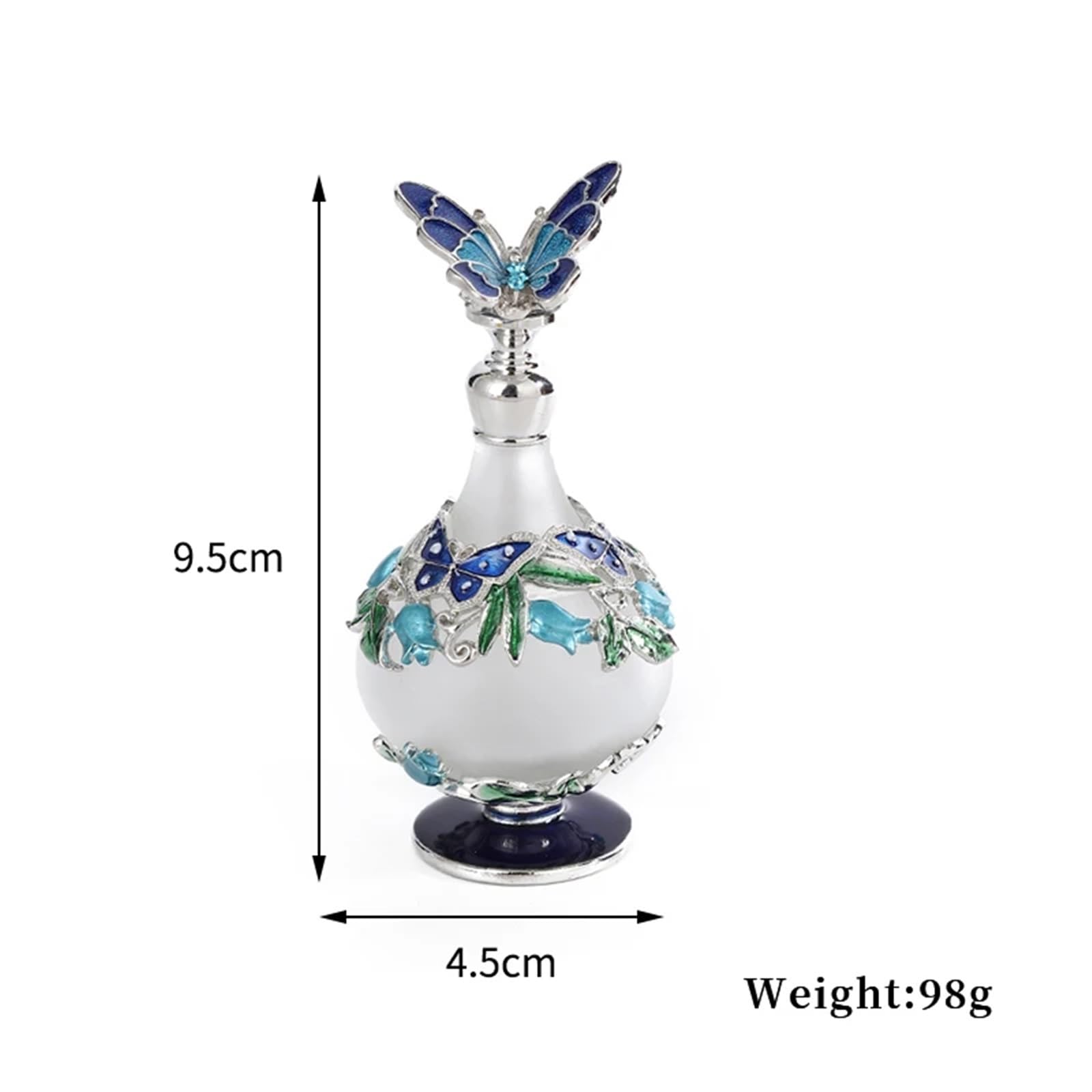1pc Vintage Parfüm Flasche Metall Emaille Dekor Milchglas Behälter Kreative Vogel/Schmetterling Kappe Nachfüllbare Ätherisches Öl Geschenk Für Das Wohnzimmer Und Tischflächen