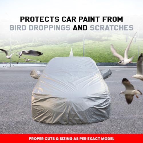 Image of Autofact Waterproof Car Body Cover Compatible with Skoda Fabia with Mirror and Antenna Pockets (Shinning Silver)