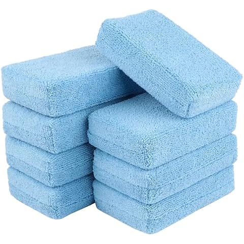 AIDEA Microfiber Applicator Pads-8Pack, Car Wash Sponge, Premium Microfiber Sponge and Cleaning Pads, Perfect for Effortless Wax, Sealant, and Conditioner Application - Blue Cover