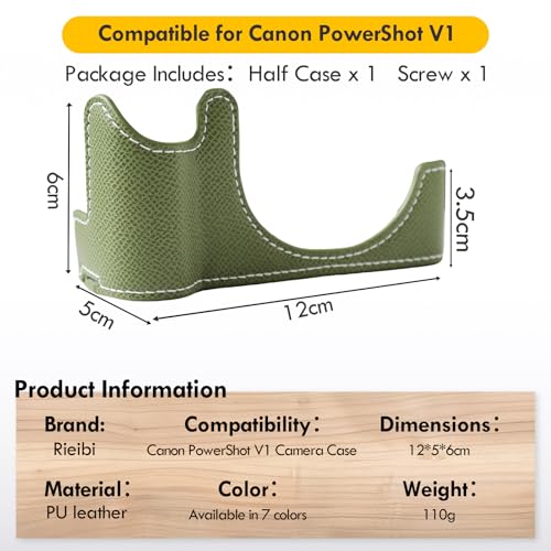 Funda PU para Canon PowerShot V1, medio estuche verde miniatura 2