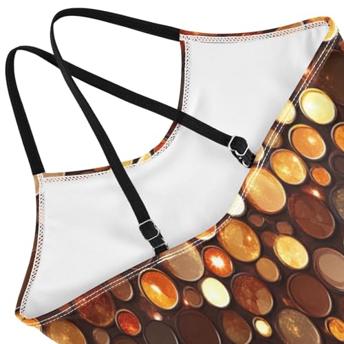 Pigsaly Girls One Piece Swimsuits Chocolate Brown Caramel Gradient Flashing Glitter Kids Cross Back Swimwear Bathing Suit 3T4