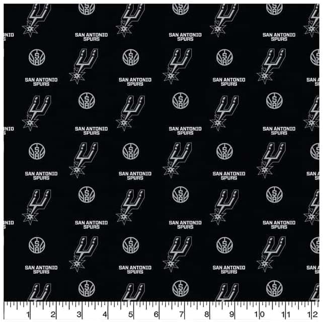 Quilting Cotton for Sewing – NBA Collection - 100% Cotton - Soft, Decorative Material - Pre-Cut 44-45 Inches Wide x 2 Yards - by Camelot Fabrics - San Antonio Spurs Allover